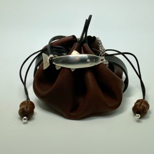 Laximus handmade leather wristband with silver salmon